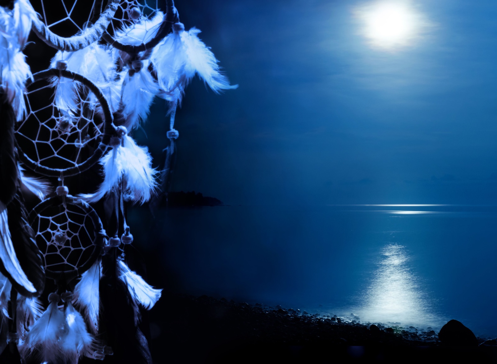 Blue moon - dreamcatcher with copy space